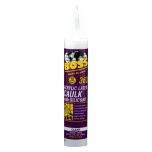 GTS Boss Pro 36300 Acrylic Latex Caulk, 10.1 oz Tube, Clear, Acrylic Latex Base