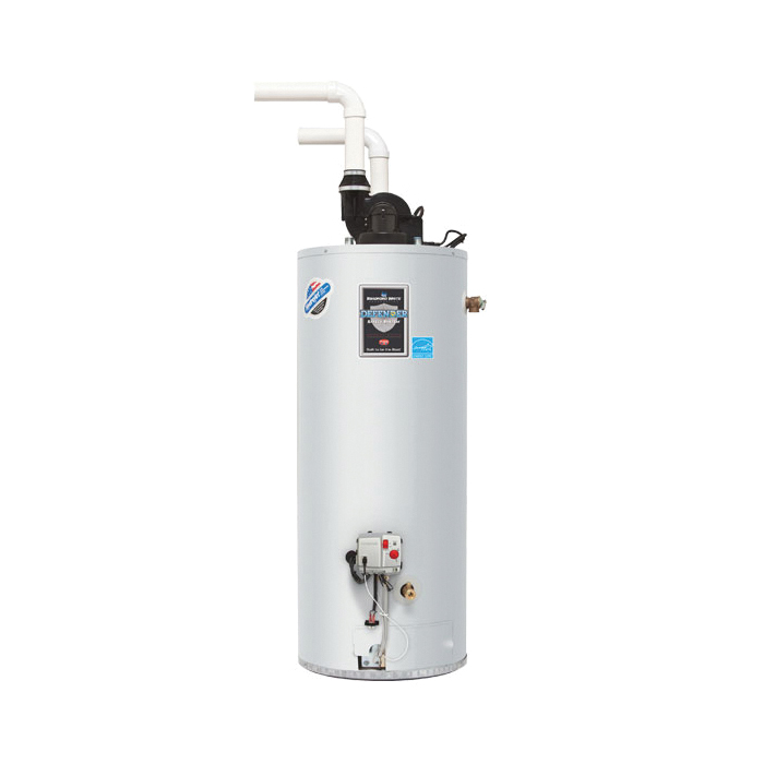 Bradford White® Defender Safety System® RG2PDV40S6N Gas Water Heater, 40000 Btu/hr Heating, 40 gal Tank, Natural Gas Fuel, Direct/Power Vent, 43 gph Recovery, Domestic