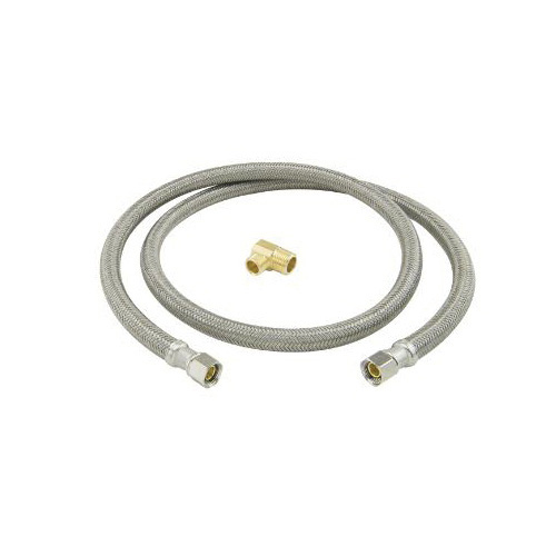 BrassCraft® Speedi Plumb® PLUS B1-72DW6 D Flexible Braided Water Dishwasher Connector With 3/8 in MNPT Elbow, 3/8 in, Compression, 72 in L, 125 psi, Polymer
