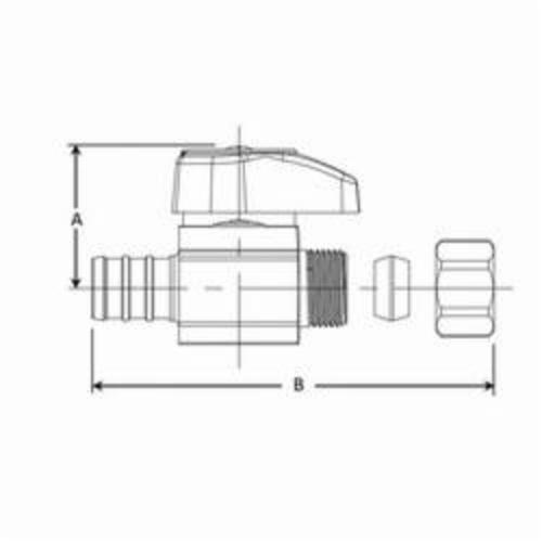 BrassCraft® G2BRPX14X C G2™ 1/4 Turn Straight Stop, 1/2 x 3/8 in Nominal, PEX Crimp Barb x Compression, 125 psi, Brass Body, Polished Chrome, Domestic