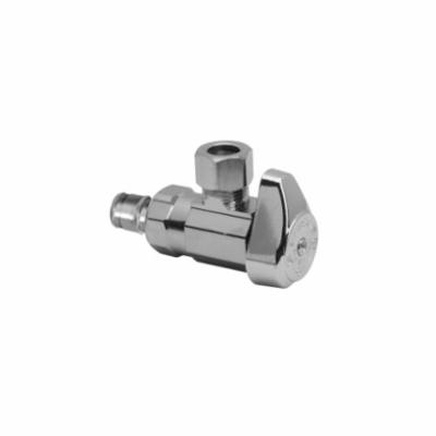 BrassCraft® G2CEPX19X C G2™ 1/4 Turn Angle Stop, 1/2 x 3/8 in Nominal, Cold Expansion PEX Barb x OD Compression, 125 psi, Brass Body, Polished Chrome, Domestic