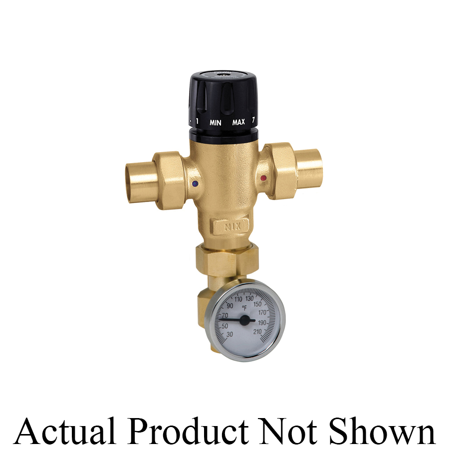 Caleffi MixCal™ 521519A 3-Way Adjustable Thermostatic and Pressure Balanced Mixing Valve, 3/4 in, C, 200 psi, 1 gpm, Brass Body