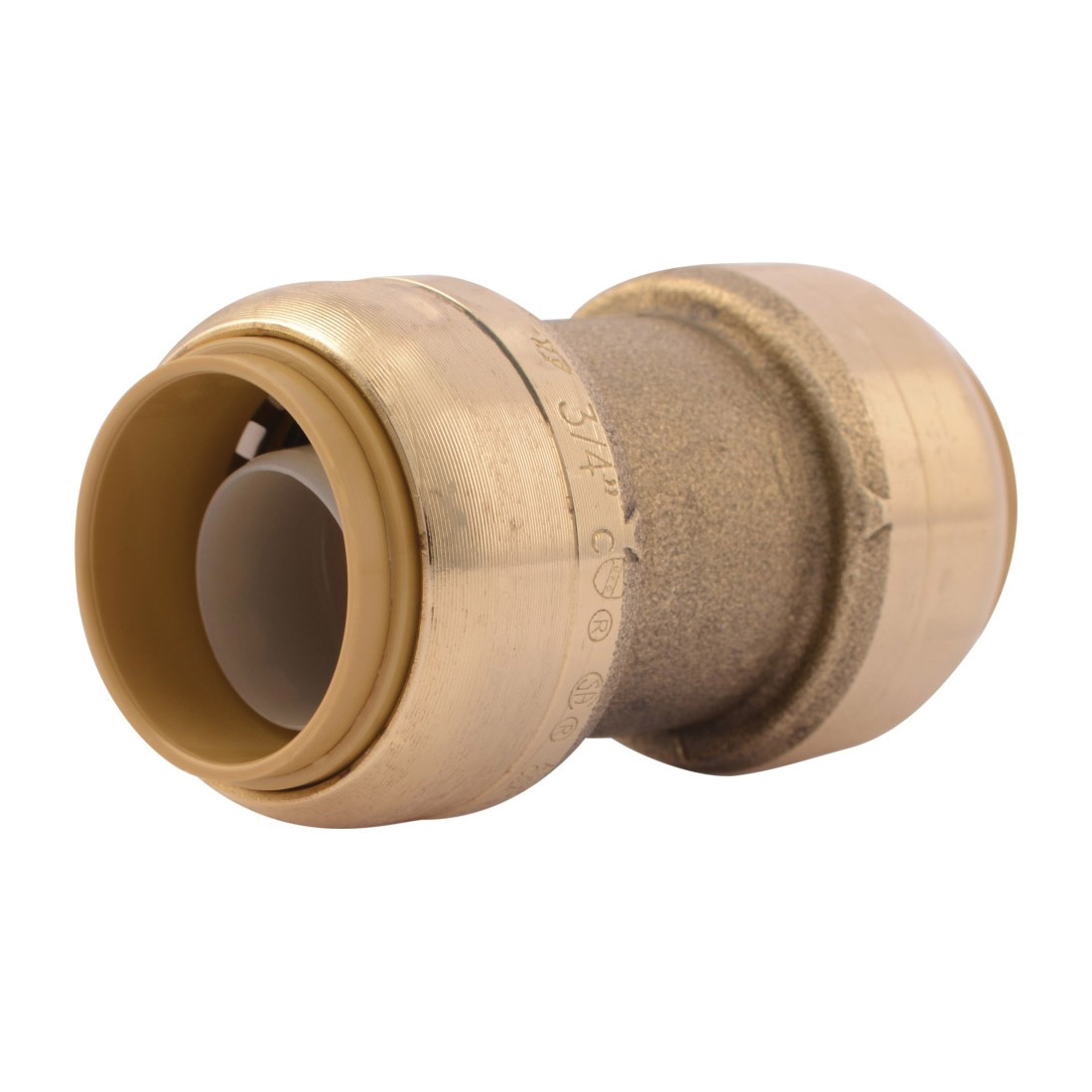 Sharkbite® U016LF Straight Pipe Coupling, 3/4 in Nominal, Push-Fit End Style, Brass, Import