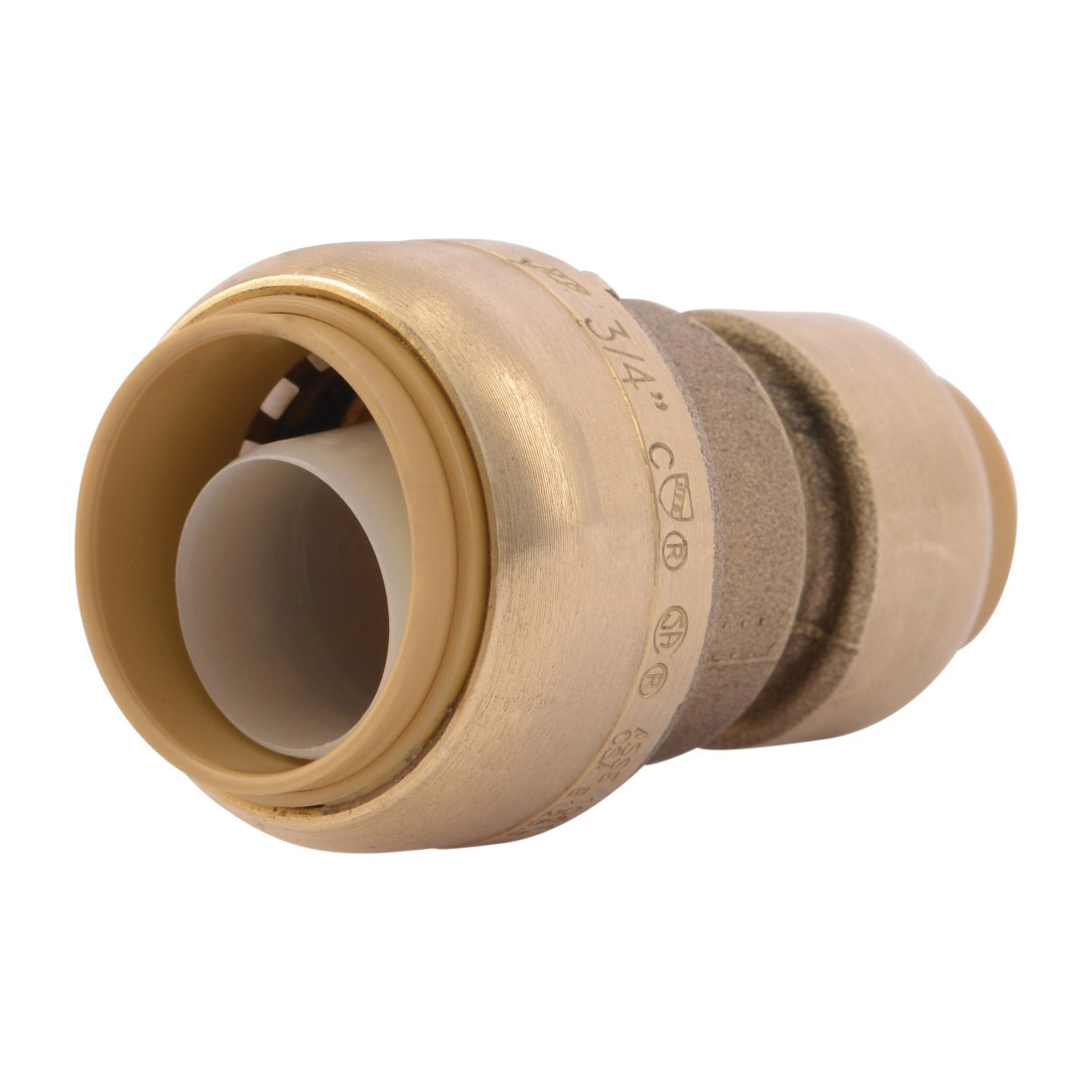 Sharkbite® U058LF Pipe Reducing Coupling, 3/4 x 1/2 in Nominal, Push-Fit End Style, Brass, Import