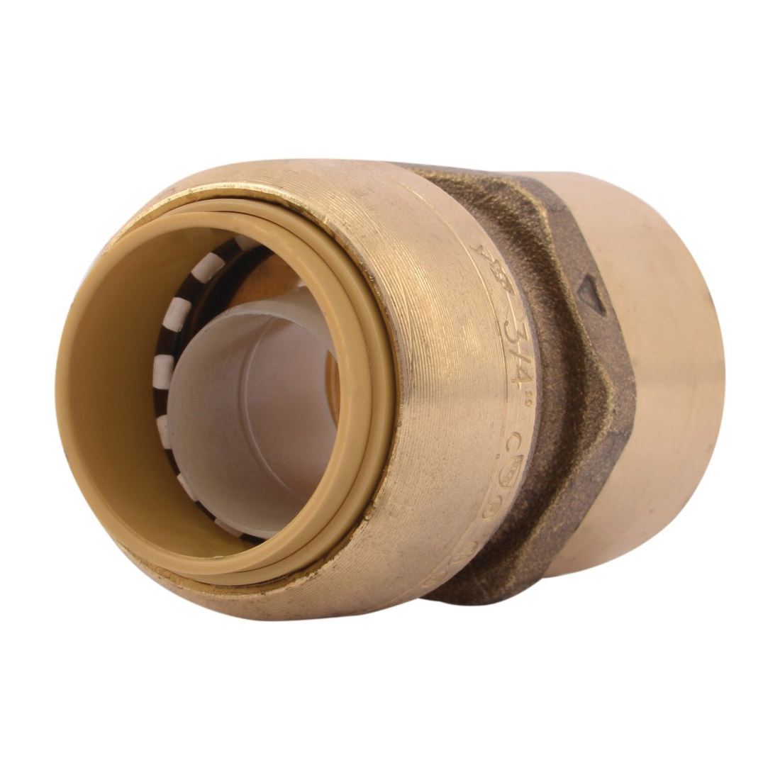 Sharkbite® U088LF Straight Female Connector, 3/4 in Nominal, Push-Fit x FNPT End Style, Brass, Import