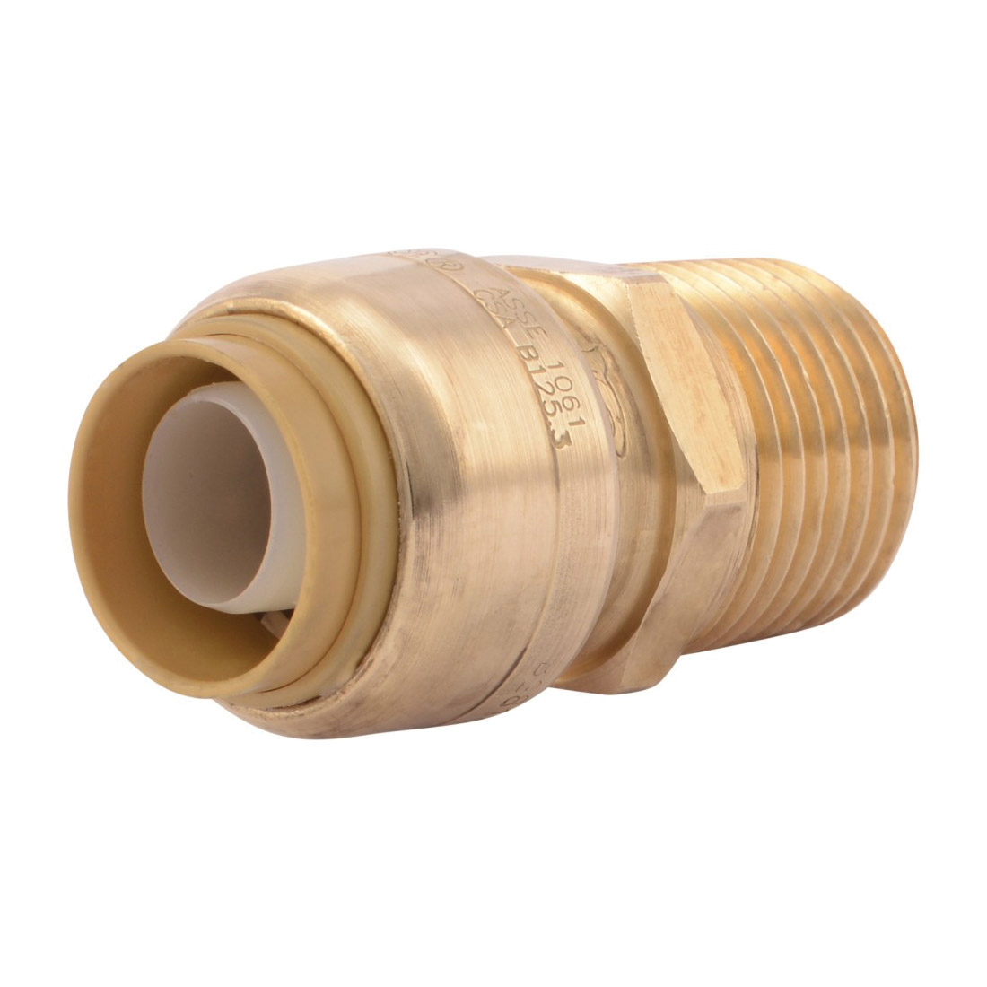 Sharkbite® U120LF Straight Male Connector, 1/2 in Nominal, Push-Fit x MNPT End Style, Brass, Import