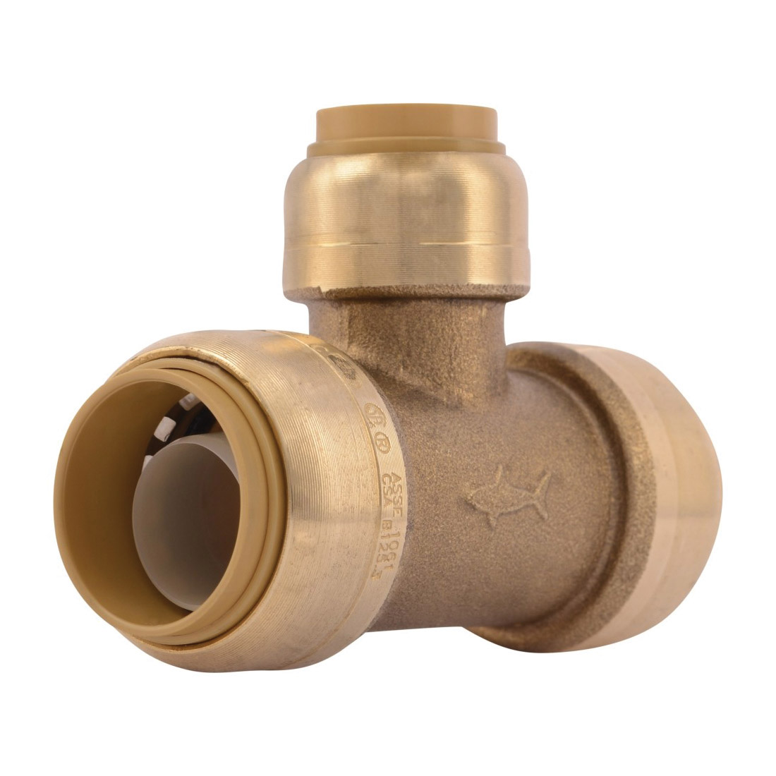 Sharkbite® U412LF Pipe Reducing Tee, 3/4 x 3/4 x 1/2 in Nominal, Push-Fit End Style, Brass, Import