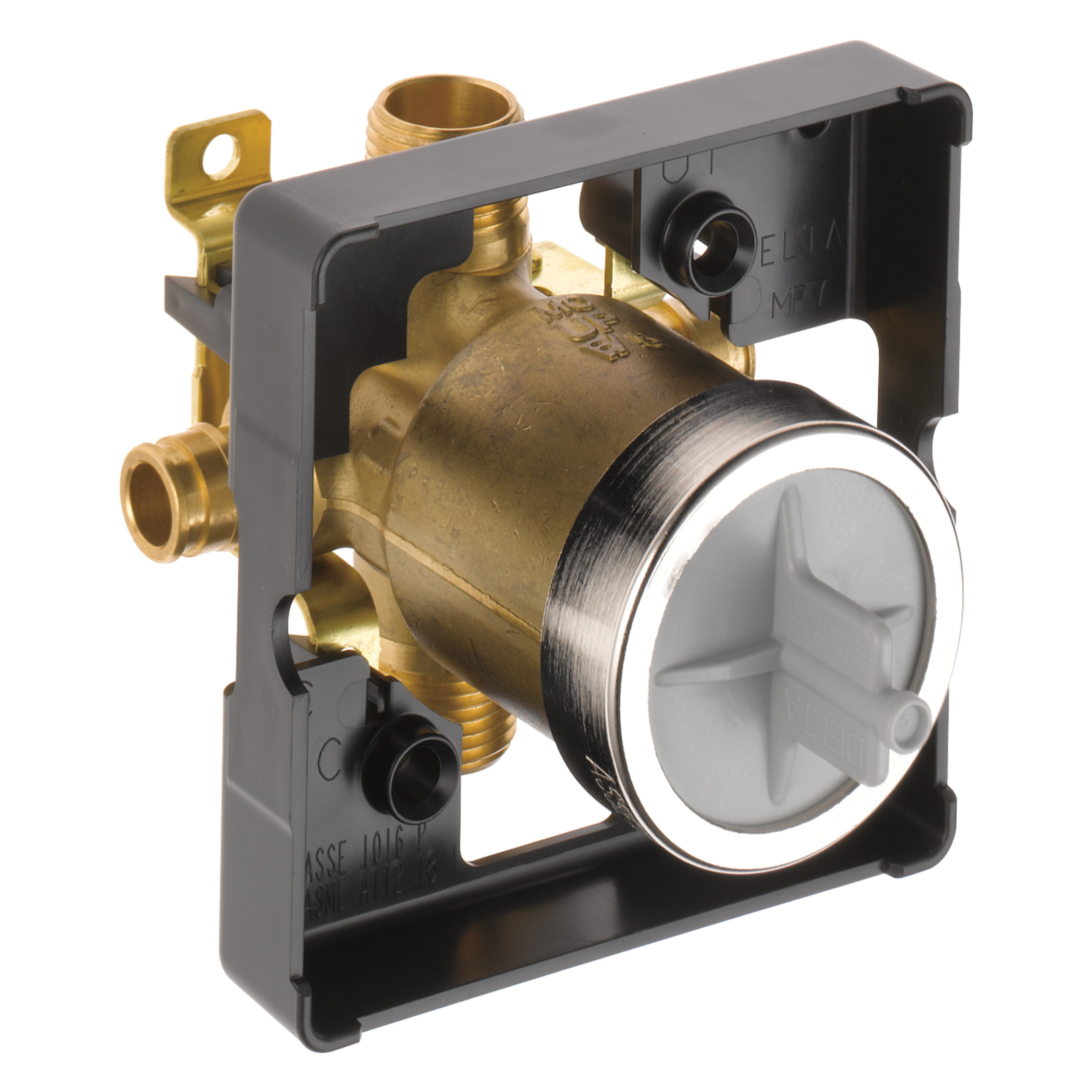 DELTA® R10000-MF Universal Tub and Shower Rough-In Valve Body, 1/2 in Cold Expansion PEX Inlet x 1/2 in Pex Cold Expansion Outlet, Forged Brass Body, Domestic
