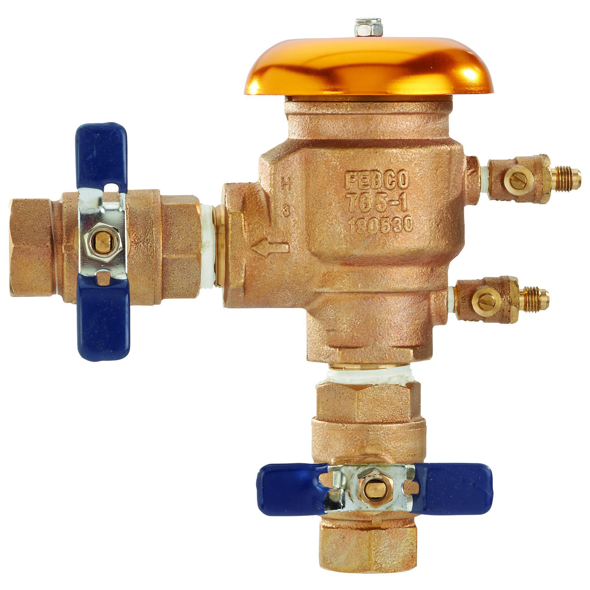 Febco® 765EBV Pressure Vacuum Breaker With Quarter Turn Ball Valve Shutoff, 1 in Nominal, NPT End Style, Bronze Body, Import