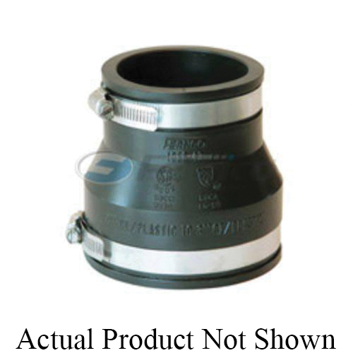 Fernco® 1056-43 Flexible Pipe Coupling, 4 x 3 in Nominal, Cast Iron/Plastic End Style, PVC, Domestic