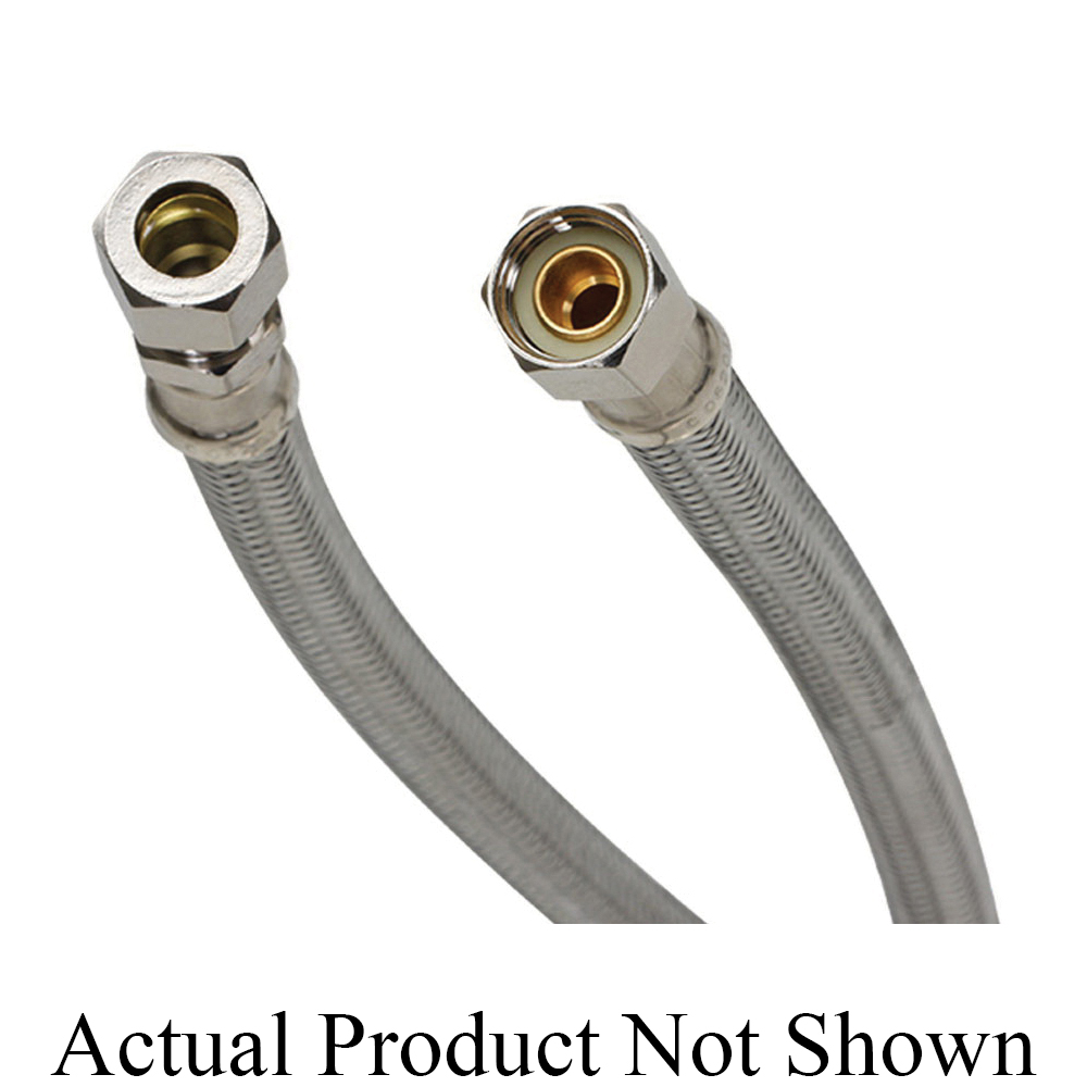 Fluidmaster® B8F16 Faucet Connector, 3/8 in Nominal, Compression End Style, 16 in L, 125 psi Working, 304 Stainless Steel, Import