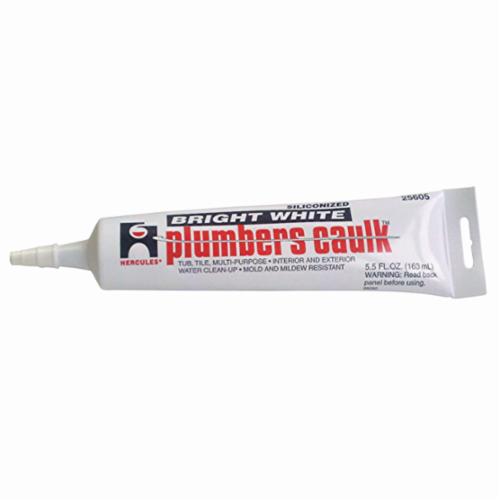 Hercules® Plumbers Caulk™ 25605 Caulk, 5.5 fl-oz Tube, White
