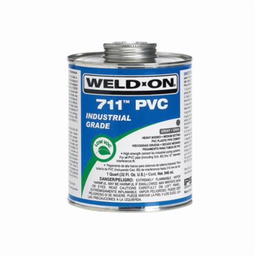 Weld-On® 711™ 10119 Heavy Body Low VOC Medium Setting Solvent Cement With Applicator Cap, 1 qt Container, Gray