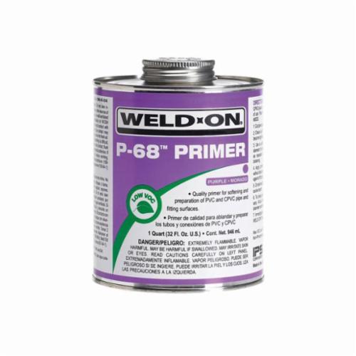 Weld-On® P-68™ 10213 Low VOC Primer With Applicator Cap, For Use With All Types, Classes and Schedules of PVC and CPVC Pipe and Fittings, Clear, 1/2 pt Container