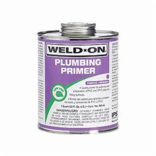 Weld-On® 14027 Low VOC Plumbing Primer With Applicator Cap, For Use With All Types, Classes and Schedules of PVC and CPVC Pipe and Fittings, Purple, 1/2 pt Container
