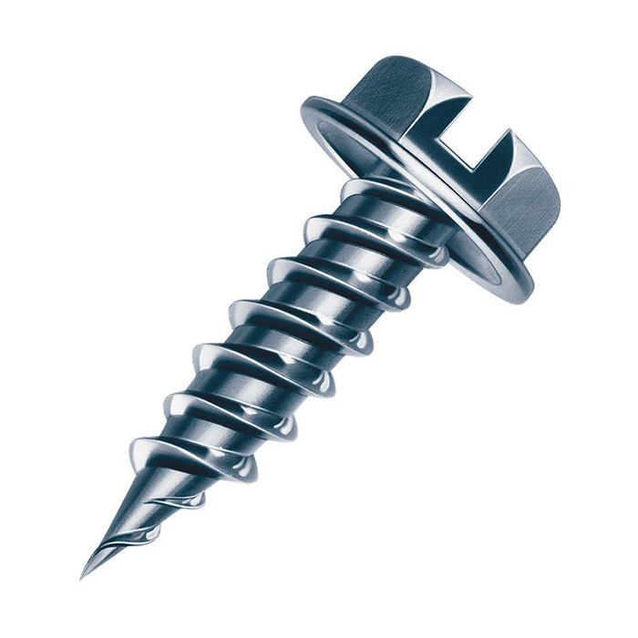 Malco® Zip-In® HW7X1/2ZT Self-Piercing Sheet Metal Screw, #7, Hex Washer Head, Slotted Drive, Zinc Plated