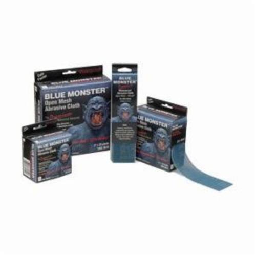 Cleanfit Blue Monster® 70154 Premium Abrasive Cloth, 10 yd L x 2 in W, 165 Grit, Aluminum Oxide Abrasive, Open Mesh Cloth Backing