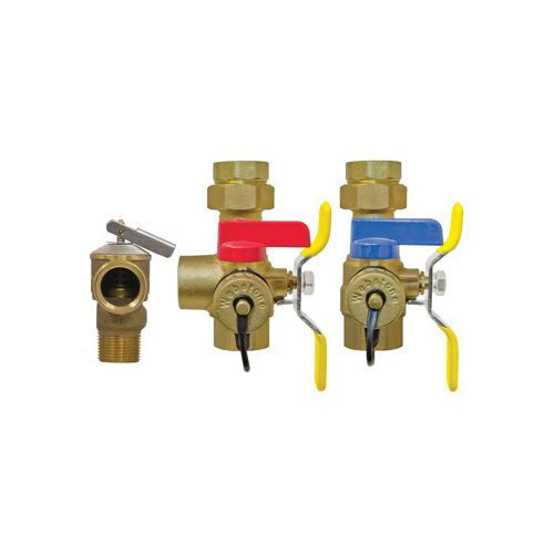 Webstone The Isolator® E-X-P® Clean Brass® H-44443WPR-LF Tankless Water Heater Service Valve Kit, 3/4 in IPS, For Use With Wall Hung and Combi Boiler, Brass, Import
