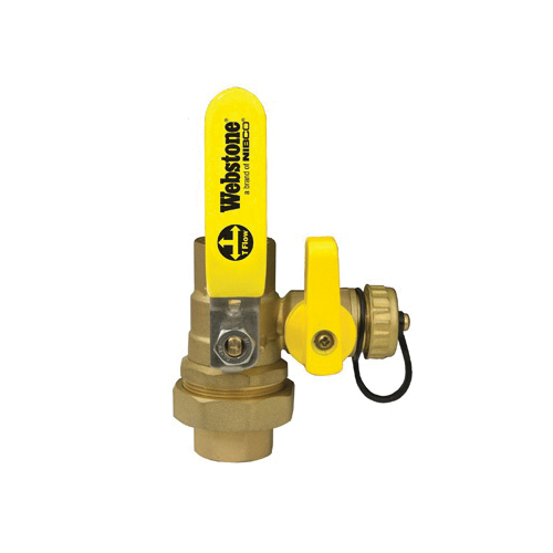 Webstone Union Ball Drain™ Clean Brass™ 50434 Pro-Pal® 5043 Union Ball Drain, 1 in Nominal, IPS Union x C End Style, Brass Body, Full Port, PTFE Softgoods