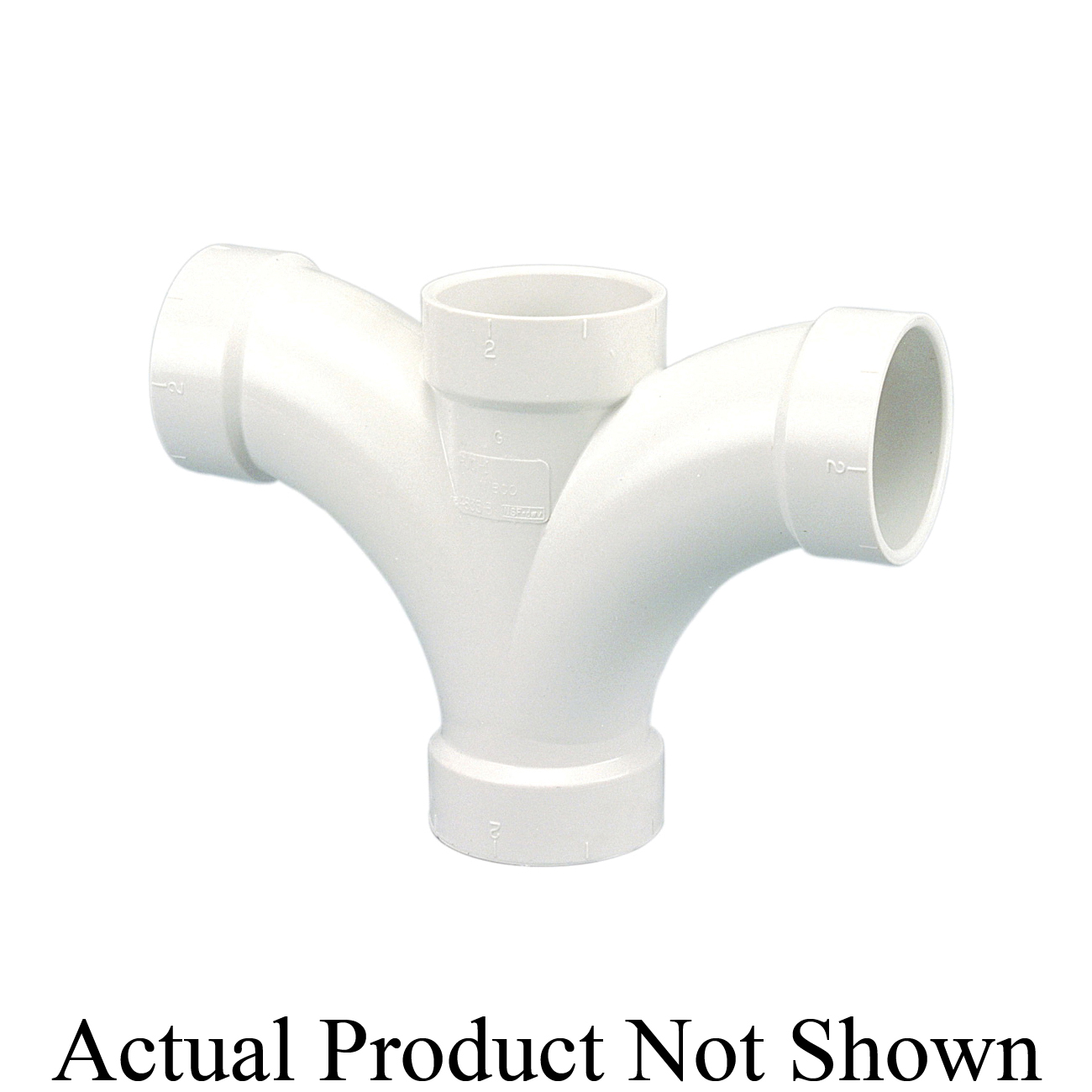 NIBCO® K277550 4835-B DWV Reducing Double Fixture Tee, 2 x 1-1/2 x 1-1/2 x 1-1/2 in Nominal, Hub End Style, SCH 40/STD, PVC, Domestic