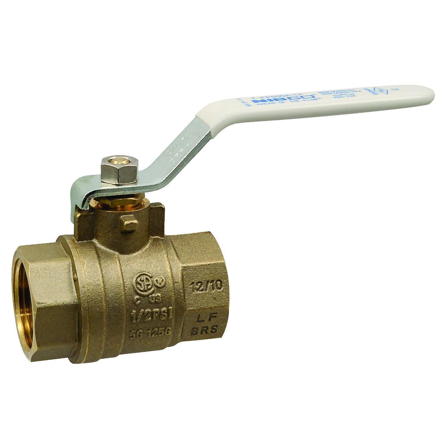 NIBCO® NL998XD T-FP-600A-LF 2-Piece Ball Valve, 2 in Nominal, FNPT End Style, Brass Body, Full Port, PTFE Softgoods, Import