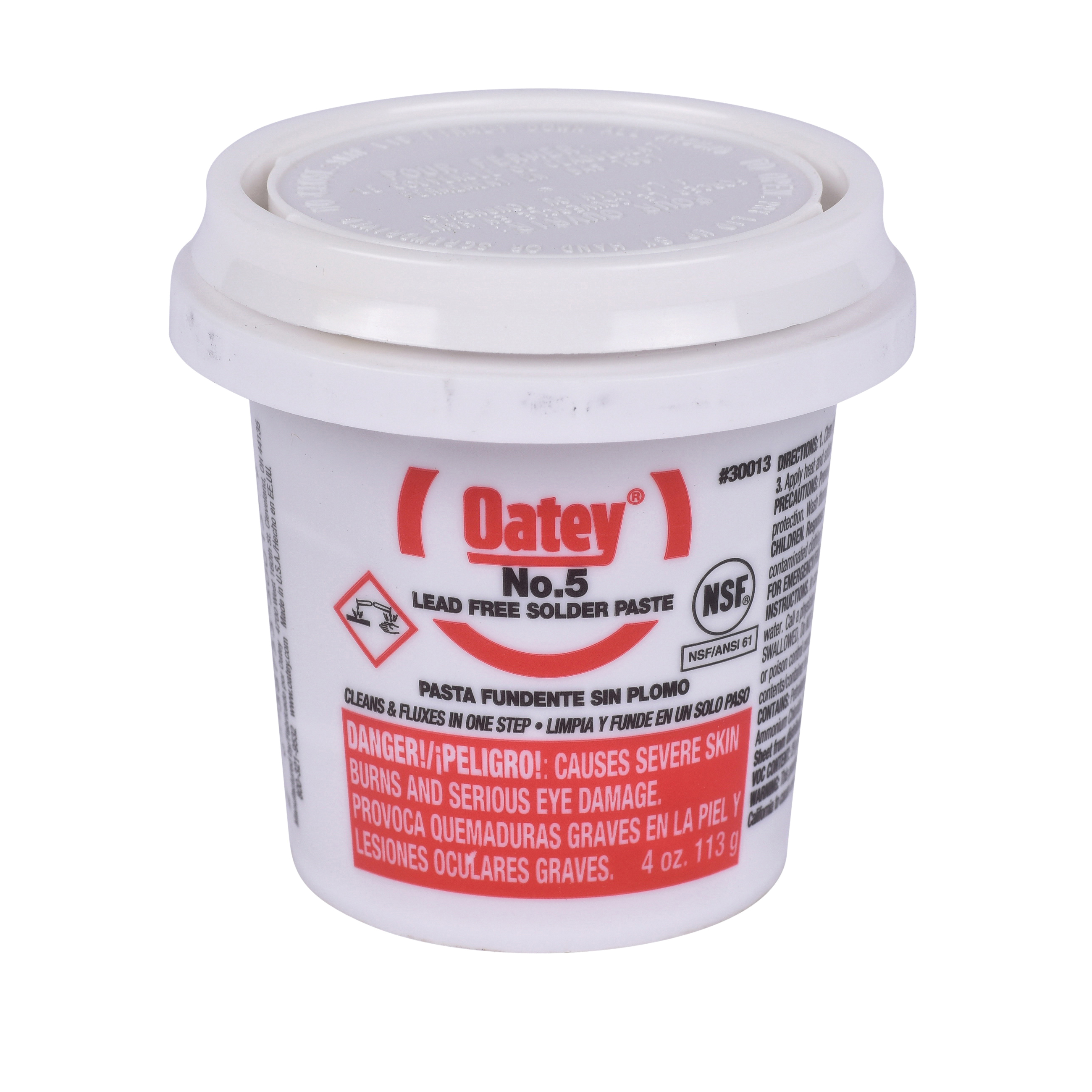 Oatey® 30013 Pipe Flux, 4 oz Capacity, Pail Container, 29 g/L VOC, 20000 to 40000 cPs Viscosity, 3 to 4 pH