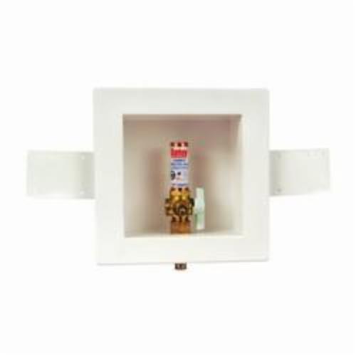 Oatey® 39150 Square Ice Maker Outlet Box With Hammer, For Use With 1/4 Turn F1960 Low Lead Hammer Ball Valve, Polystyrene