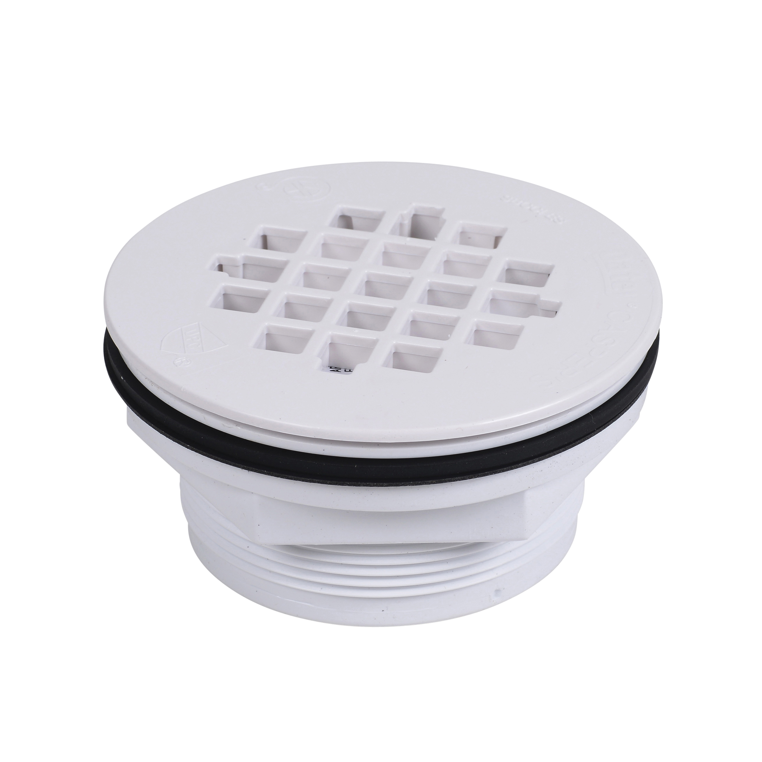 Oatey® 42075 101PNC Shower Drain With Plastic Strainer, 2 in Nominal, No Caulk Connection, PVC Drain, Domestic