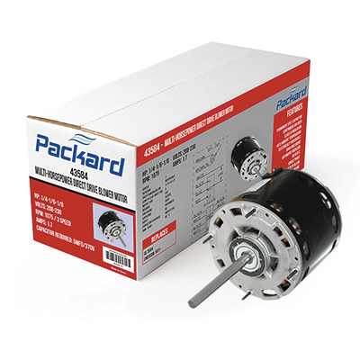 Packard 45460 Multi-Horsepower Direct Drive Blower Motor, Open Enclosure, 1/2 to 1/6 hp, 115 VAC, 60 Hz, 1 ph, 48 Frame, 1075 rpm Speed, Hole in Shell/Ring/Thru-Bolt Mount