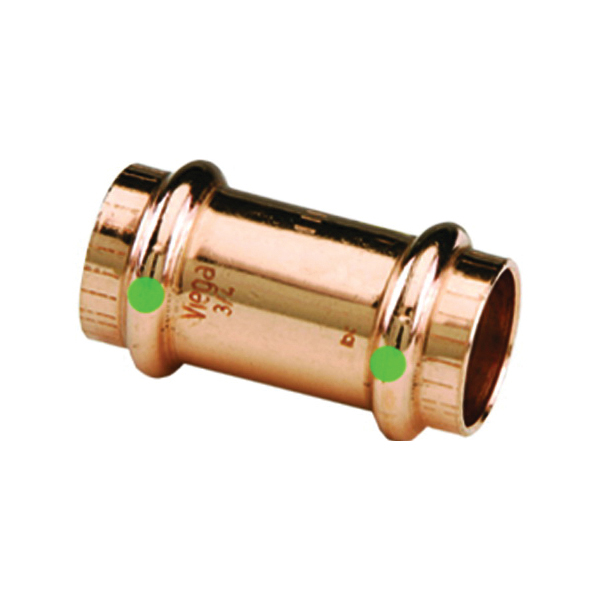 ProPress® 78052 Pipe Coupling With Stop, 3/4 in Nominal, Press End Style, Copper, Import