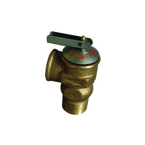 Cash Acme® 22887 F-30 Pressure Relief Valve, 3/4 in, Male Inlet x Female Outlet, 30 psi, Brass Body