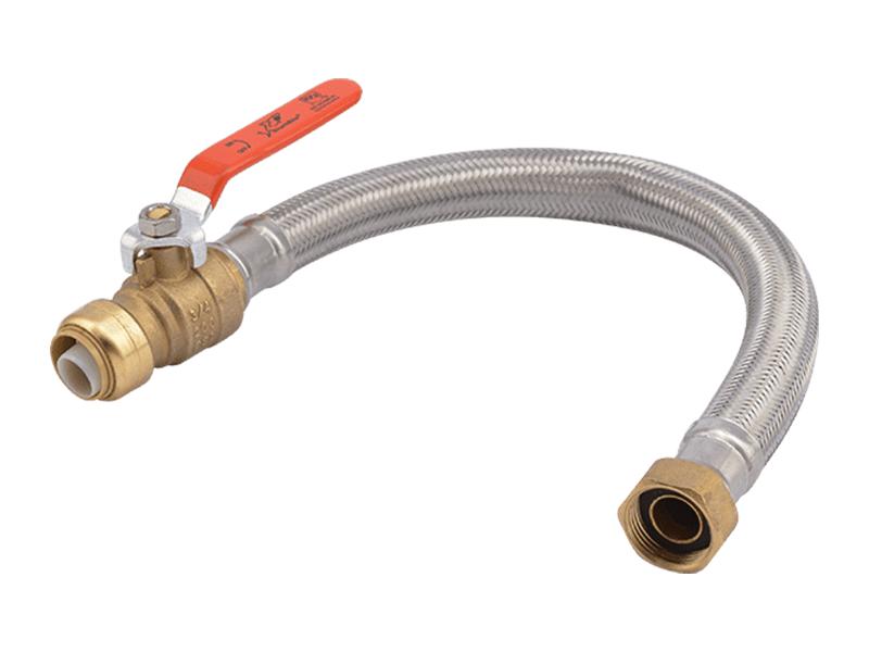 Sharkbite® U3088FLEX18BVLF Lead Free Water Heater Connector With Ball Valve, 3/4 x 3/4 in, Flex Hose x SharkBite® Ball Valve, 200 psi