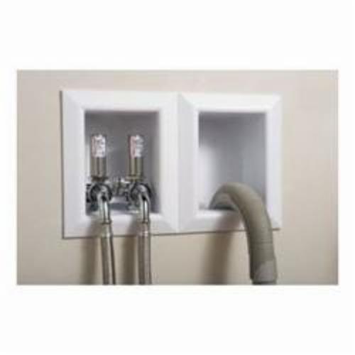 Sioux Chief OxBox™ 696-2313WF Outlet Box With (2) MiniRester™ Water Hammer Arresters and Plain Valve, 1/2 in F1960 PEX Grip™ Inlet, 3/4 in Male Hose Thread Outlet, ABS, Domestic