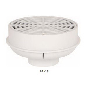 Tomahawk QuadDrain™ 841-2P Floor Drain With Strainer, 2 in Outlet, Hub Connection, 6-1/2 in Grid, PVC Drain, Domestic