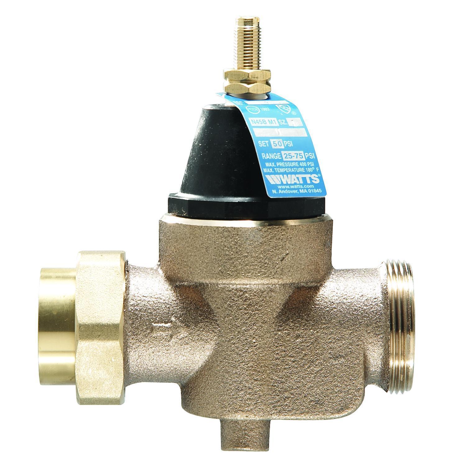 WATTS® 0009490 LFN45BM1-U Pressure Reducing Valve, 1 in Nominal, FNPT End Style, 25 to 75 psi Pressure, Cast Copper Silicon Alloy Body, Domestic