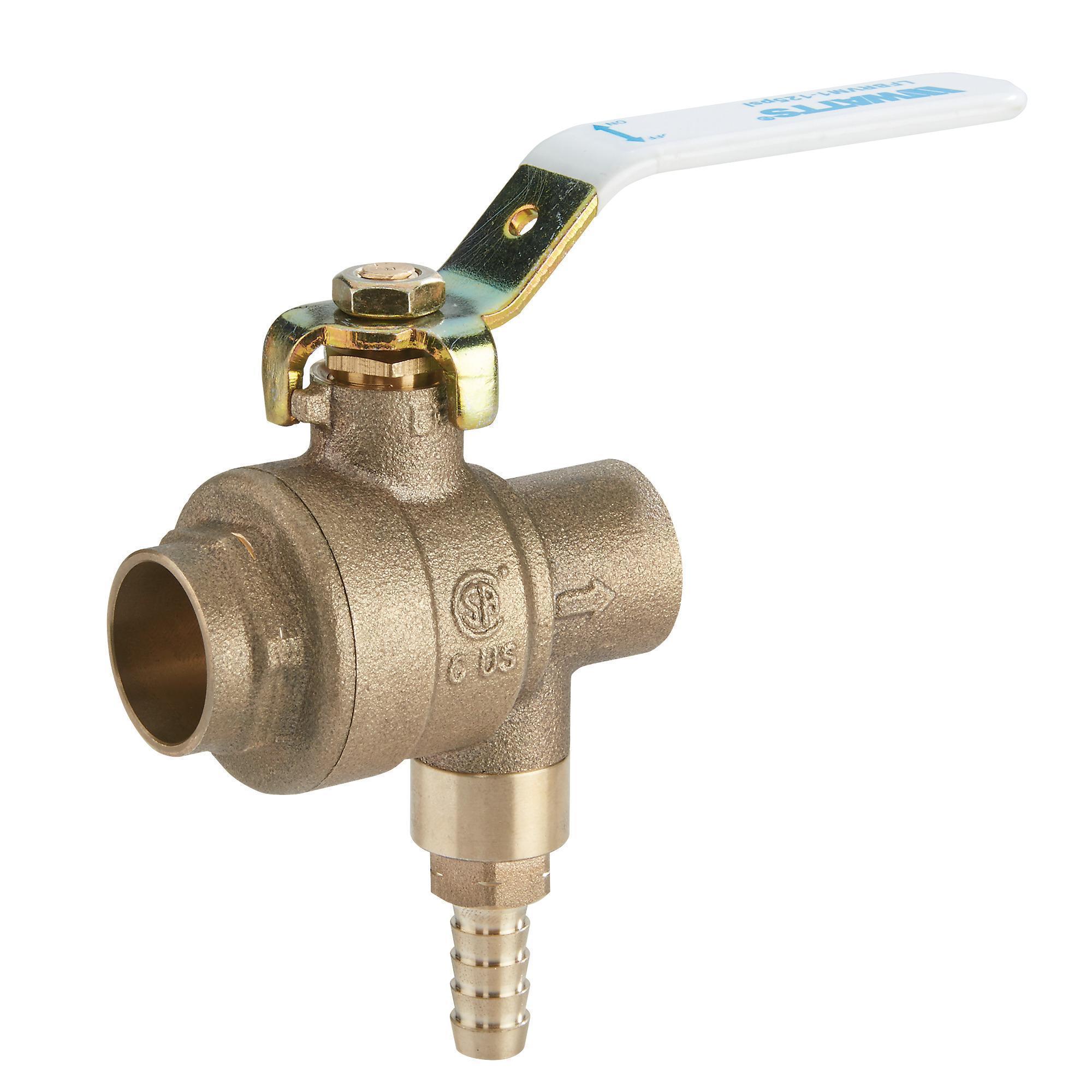 WATTS® 0125568 LFBRVM1 Combination Ball and Relief Valve, 3/4 in Nominal, C x C x Barb End Style, Copper Silicon Alloy Body, Full Port, Import
