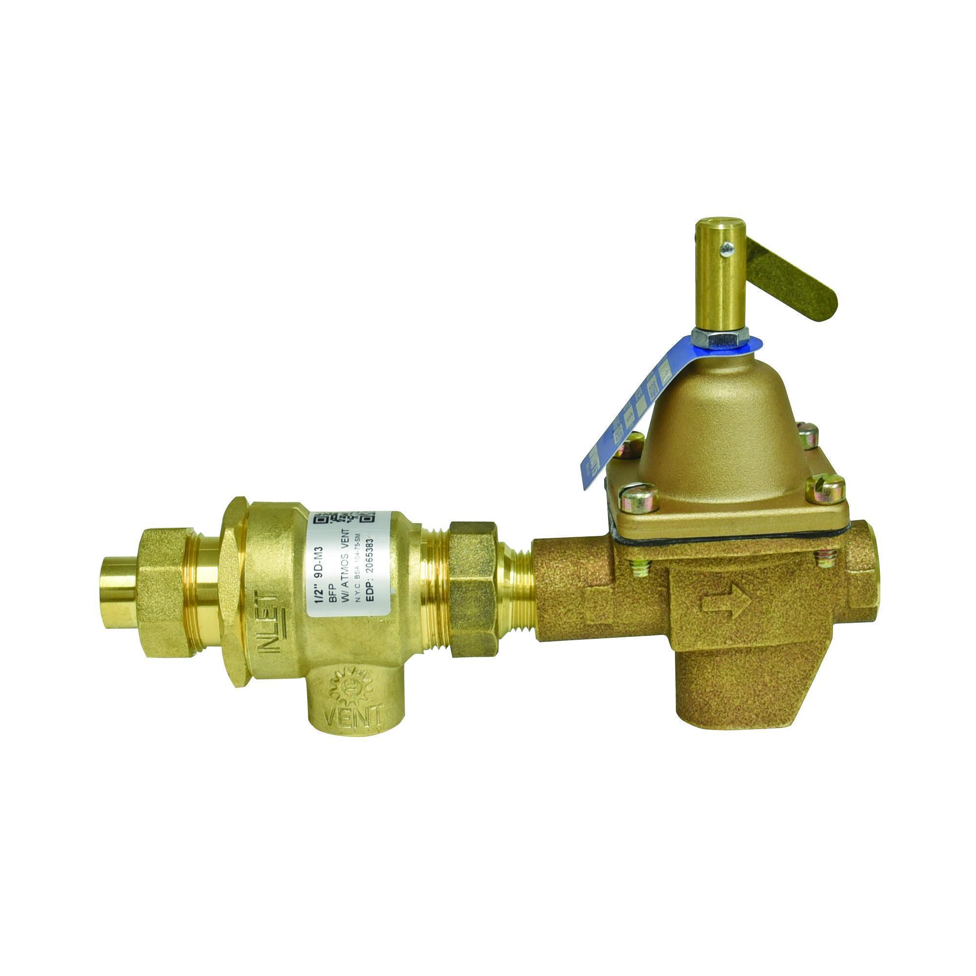 WATTS® 0386462 911 Combination Fill Valve and Backflow Preventer, 1/2 in Nominal, Union Solder x NPT End Style, Bronze Body, Domestic