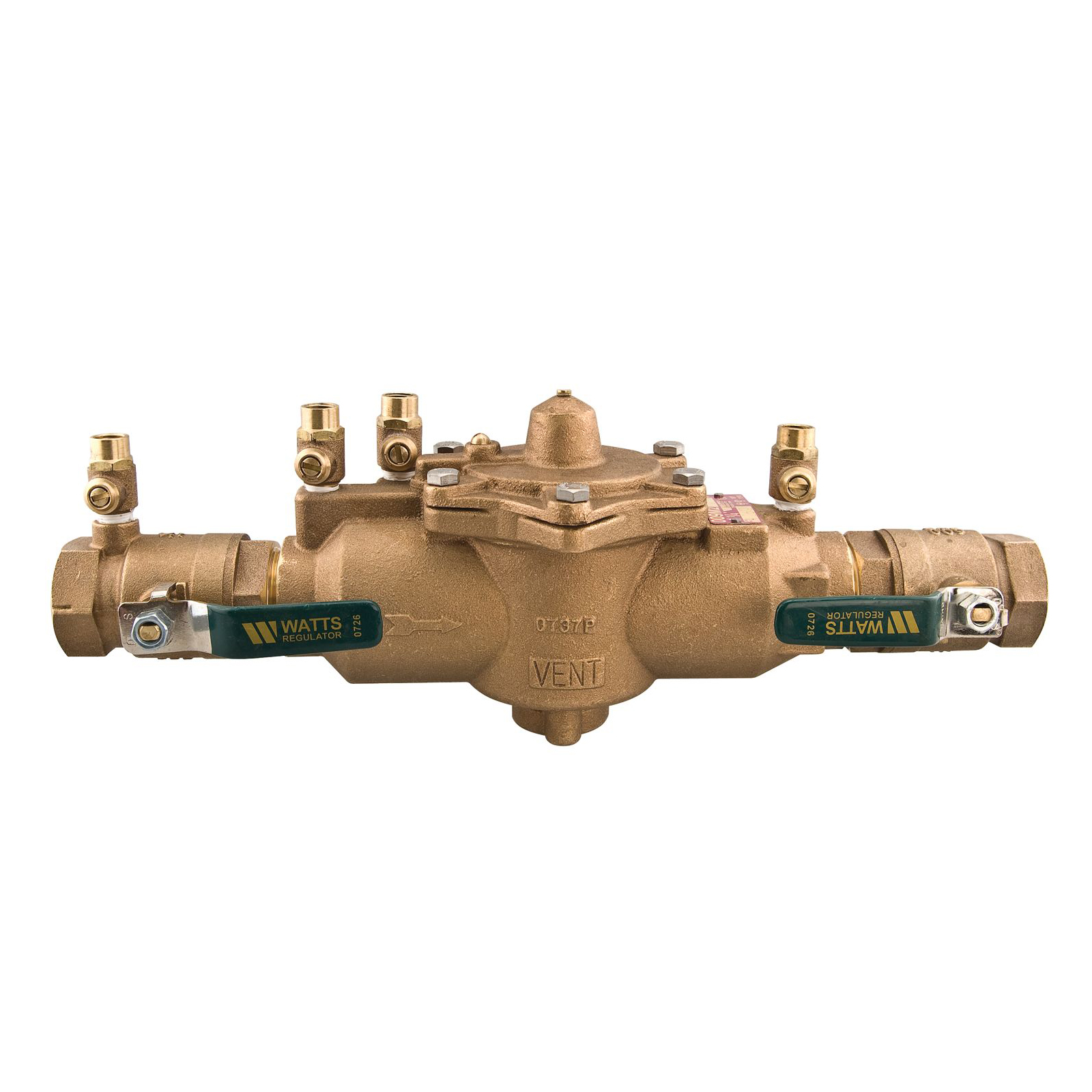 WATTS® 0391004 LF009M2-QT Reduced Pressure Zone Assembly, 1 in Nominal, NPT End Style, Quarter-Turn Ball Valve, Cast Copper Silicon Alloy Body, Domestic