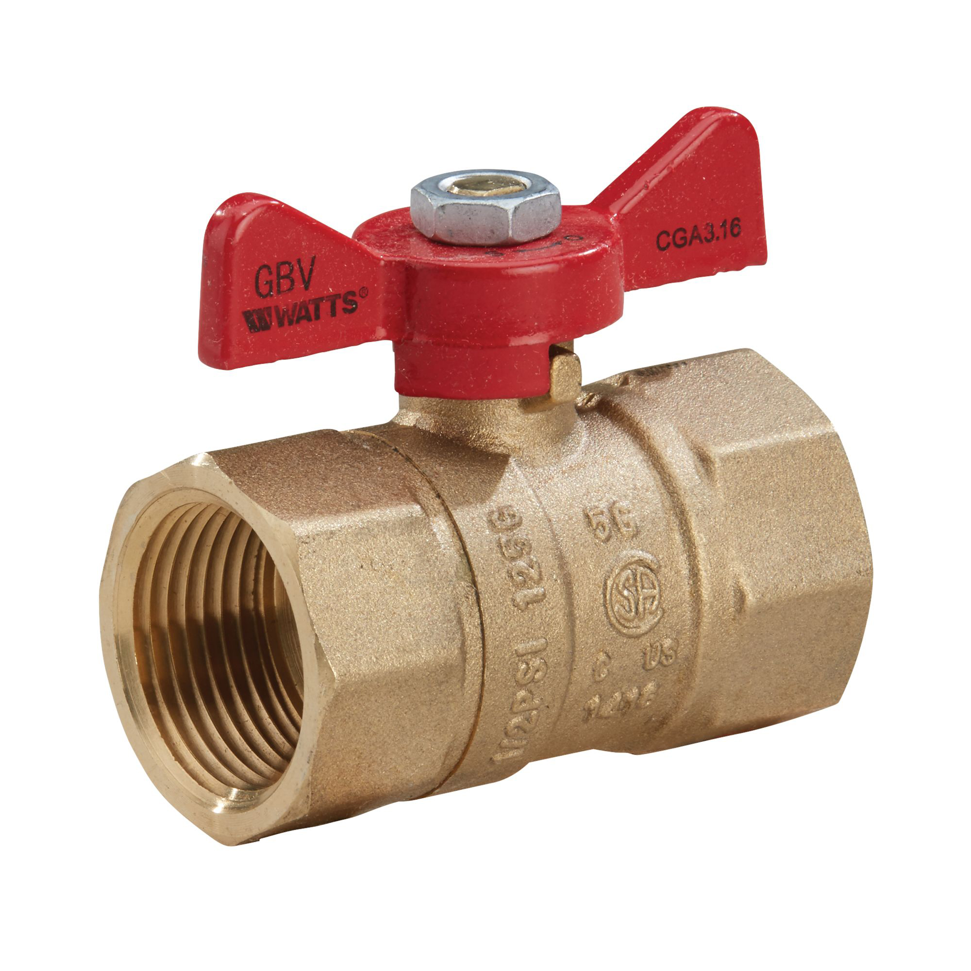 WATTS® 0545007 2-Piece Ball Valve, 1 in Nominal, FNPT End Style, Brass Body, PTFE Softgoods, Import