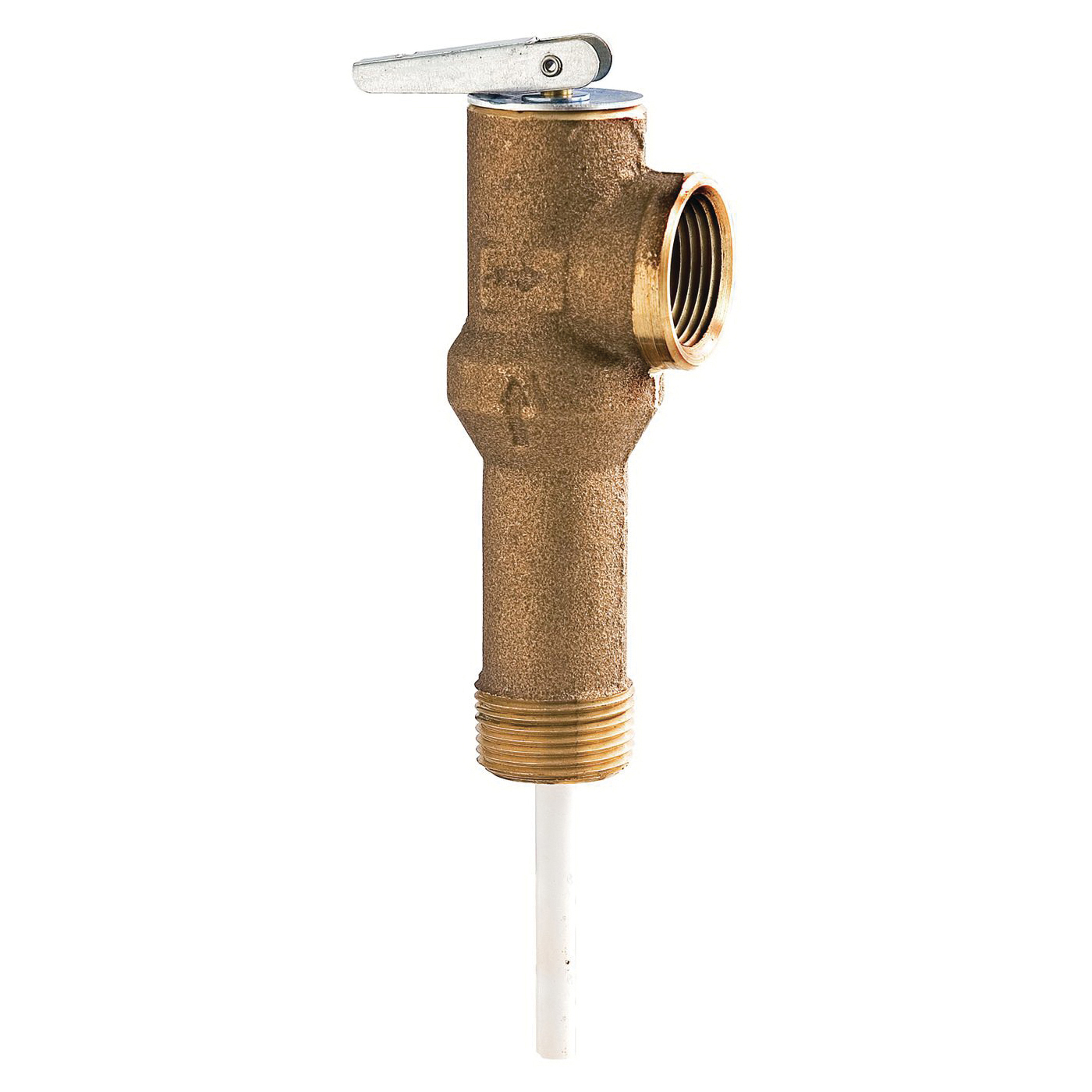 WATTS® 0066132 LL100XL Self Closing Temperature and Pressure Relief Valve, 3/4 in Nominal, MNPT x FNPT End Style, 150 psi Pressure, 210 deg F, 2-1/2 in L Probe, Bronze Body