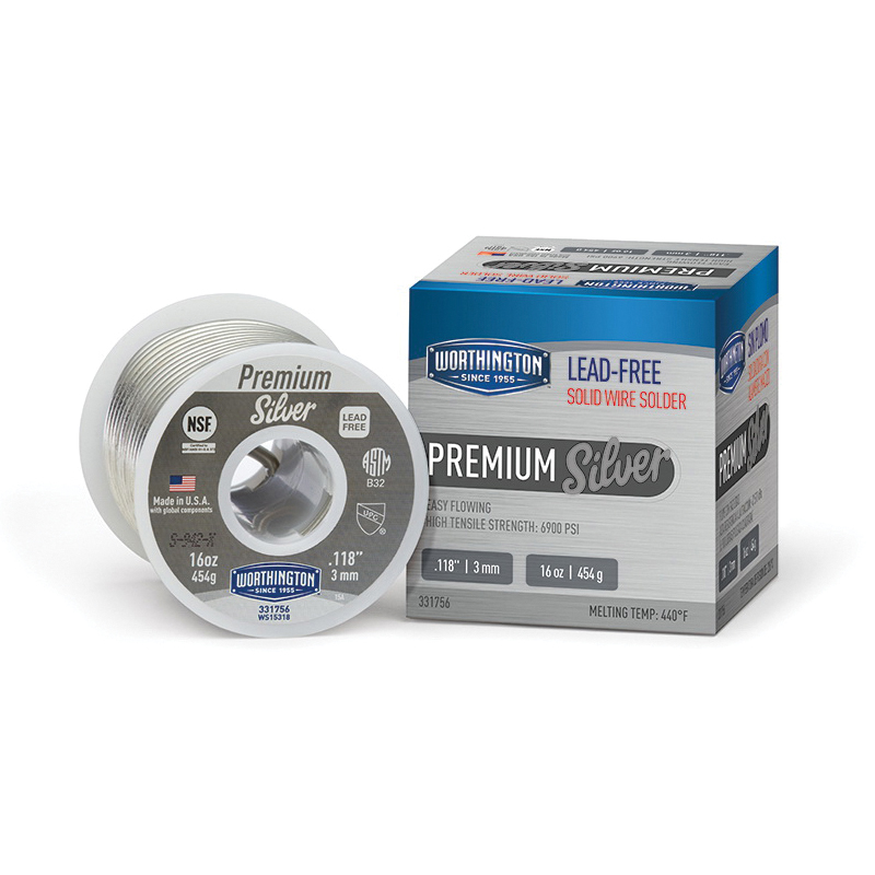Worthington™ 331756 Wire Spool, 0.118 in, 440 deg F Melting, 1 lb Spool, Copper