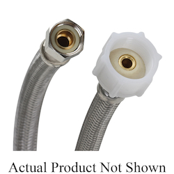 Fluidmaster® PRO SERIES™ PRO1T12 Toilet Connector With Plastic Nut, 3/8 x 7/8 in Nominal, Compression x Ballcock End Style, 12 in L, 125 psi Working, 304 Stainless Steel, Import