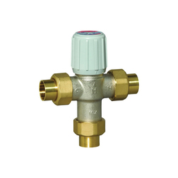 Resideo Braukmann AM101-US-1LF/U AM-1 Adjustable Thermostatic Mixing Valve, 3/4 in Nominal, C Union End Style, 150 psi Pressure, 0.5 gpm Flow, Brass Body, Domestic