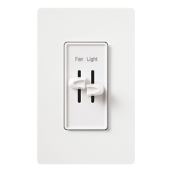 Lutron® Skylark® S2-LFSQH-WH 1-Pole Designer Style Dual Fan/Light Control, 120 VAC, 1.5 A, 3-Speed/Quiet Operational Mode, Plastic, White