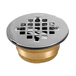 Oatey® 42150 140 Shower Drain With Stainless Steel Strainer, 2 in Nominal, No Caulk/Solvent Weld Connection, 4-1/4 in Stainless Steel Grid, Cast Brass Drain, Import