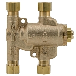 WATTS® Under Sink Guardian® 0204143 USG Thermostatic Mixing Valve, 3/8 in Nominal, Compression End Style, 150 psi Pressure, 0.25 gpm Flow, Brass Body, Domestic