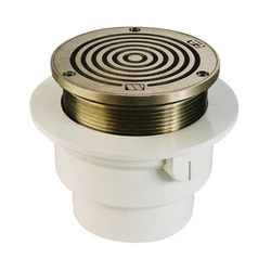 WATTS® CO12-4PVC Adjustable Round Non-Skid Floor Cleanout With Removable Poly Cleanout Plug, 5 in Cleanout, 4 in Outlet, PVC